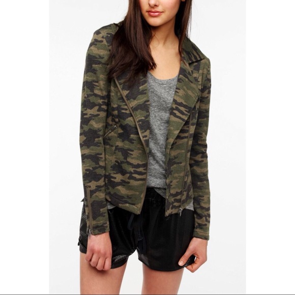 silence + noise Jackets & Blazers - Silence + Noise Camo Moto Jacket